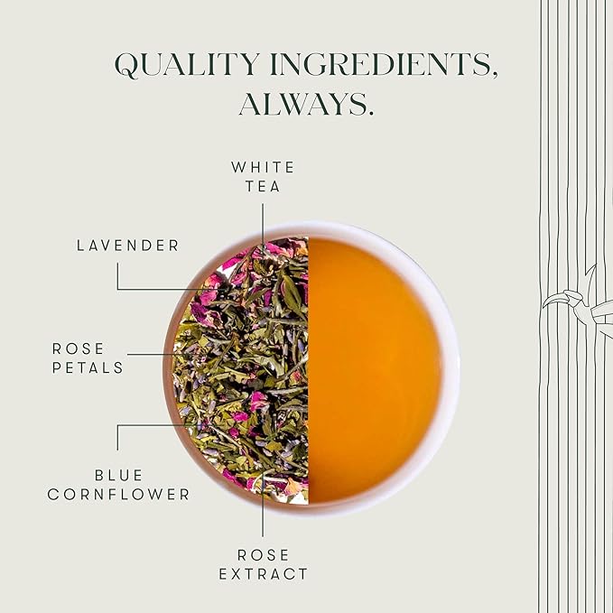Luxmi Estates - Lavender Valley - Organic Lavender Tea - Loose Leaf - 25g (12 Cups) | With Certified Organic Darjeeling Makaibari White Tea | Light & Fresh Delicate Flavor, Low Caffeine