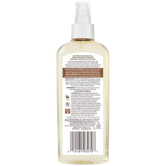 Palmer's Coconut Oil Formula Body Oil, Body Moisturizer with Green Coffee Extract, Bath Oil for Dry Skin, 5.1 Ounces (Spray Cap)