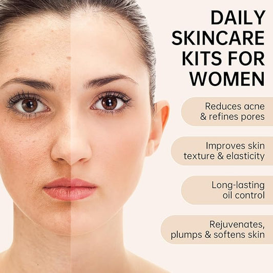 Collagen Skin Care Set,13-In-1 Travel Skincare Kits for Firming Skin, Shrink Pores, Anti Aging Skincare Set for Reduce Wrinkles.Smooth Fine Lines.Hydrating,Facial Kits for Women & Girls.