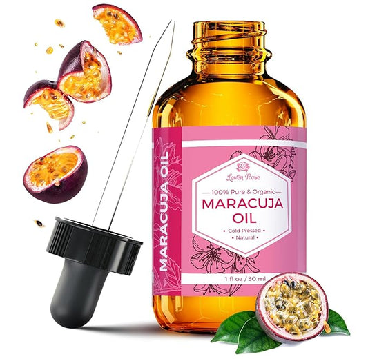 Leven Rose Maracuja Oil, Passion Fruit Seed Oil 100% Natural Moisturizer for Hair Skin and Nails 1 oz