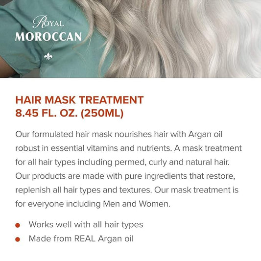Hair Mask Treatment for Dry Hair - Moisturizing, Repairs, Restores Strength 250 ml / 8.45 fl.oz, Argan Oil for Color Treated, Frizzy Hair