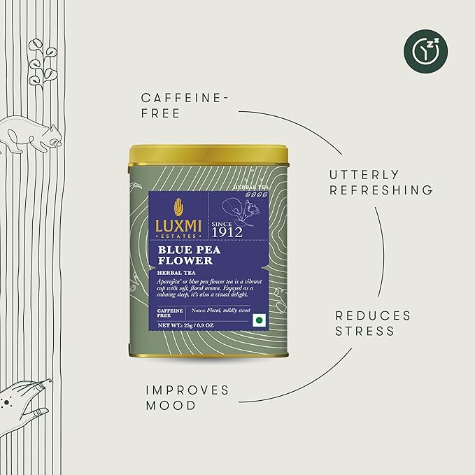 Luxmi Estates - Butterfly Pea Flower Tea - Loose Leaf - 25g (16 Cups) | USDA Certified Organic Blue Tea | Caffeine-Free | Single Ingredient