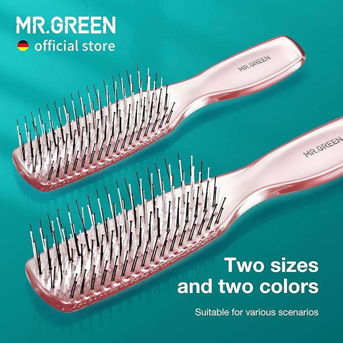 MR.GREEN Hair Brush Crystal Scalp Massage Combs Volumizing Hair Styling Fine Tooth Detangling Tool For Long Wet Dry Hair Women Gift (Pink, Large)