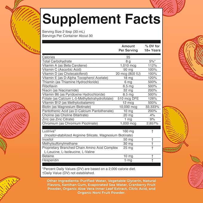 MaryRuth's Liquid Multivitamin + Hair Growth | Biotin 10000mcg | Lustriva Hair Growth Supplement | Clinically Tested in Women for Thicker Hair & Facial Wrinkle | Skin Care | Ages 18+ | 30 Fl Oz