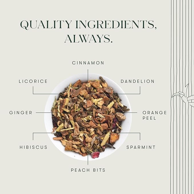 Luxmi Estates - Peach Mint Tea - 100g (50 Cups) | USDA Certified Organic Herbal Tea | Caffeine-Free