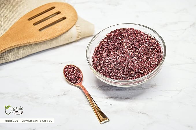 Organic Way Dried Hibiscus Flower Cut & Sifted (Hibiscus rosa-sinensis) | Herbal Tea - Organic & Kosher Certified | Raw, Vegan, Non GMO & Gluten Free | USDA Certified | Origin - India (1/4LBS / 4Oz)