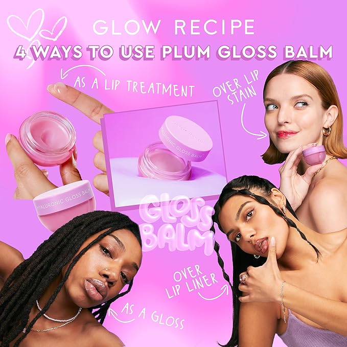Glow Recipe Hyaluronic Acid Plumping Lip Balm for Women & Men - Clear, Hydrating High-Shine Gloss + Overnight Dry Lips Treatment for a Smooth, Fuller Look - Makeup Prep, Korean Skin Care, 15ml