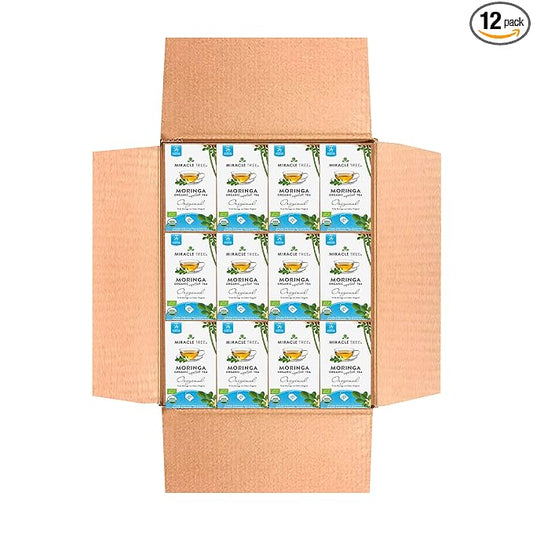 Miracle Tree - 12 Count of Organic Moringa Superfood Tea, 25 Individually Sealed Tea Bags, Original (Keto, Detox, Energy/Immunity Booster, Vegan, Gluten-Free, Organic, Non-GMO, Caffeine-Free)