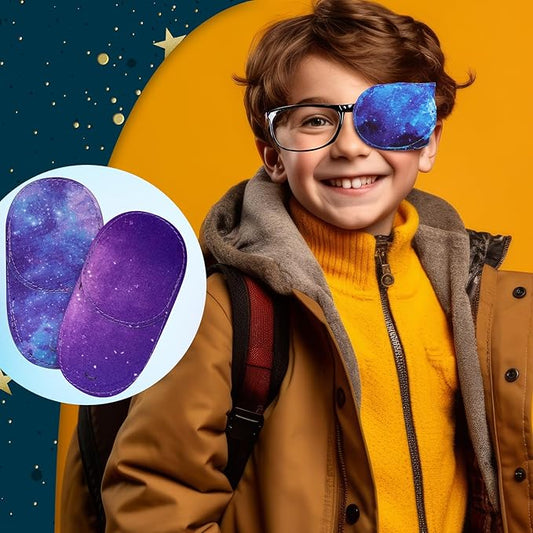 Newcotte 12 Pcs Eye Patch for Kids Toddler Reusable Adjustable Girls Boys Eyepatch for Glasses Left or Right Eye Patch, Assorted Patterns(Starry Sky)