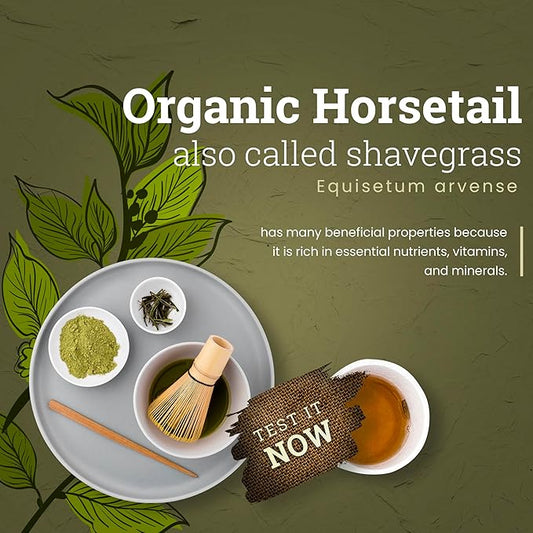 Biokoma Pure and Organic Horsetail Dried Leaves 50g in Resealable Pack Moisture Proof Pouch, USDA Certified Organic - Herbal Tea, No Additives, No Preservatives, No GMO, Kosher