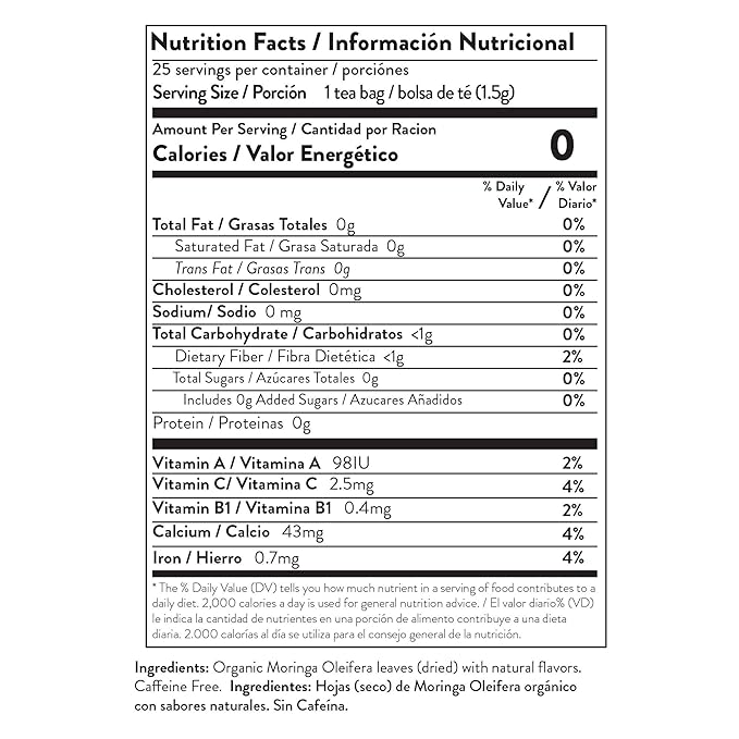 Miracle Tree - 12 Count of Organic Moringa Superfood Tea, 25 Individually Sealed Tea Bags, Ginger (Keto, Detox, Energy/Immunity Booster, Vegan, Gluten-Free, Organic, Non-GMO, Caffeine-Free)