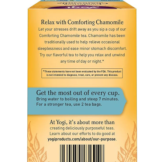 Yogi Tea Comforting Chamomile Tea - 16 Tea Bags per Pack (6 Packs) - Organic Chamomile Tea Bags - Supports a Good Night's Sleep & Occasional Stomach Discomfort - Made from Organic Chamomile Flower