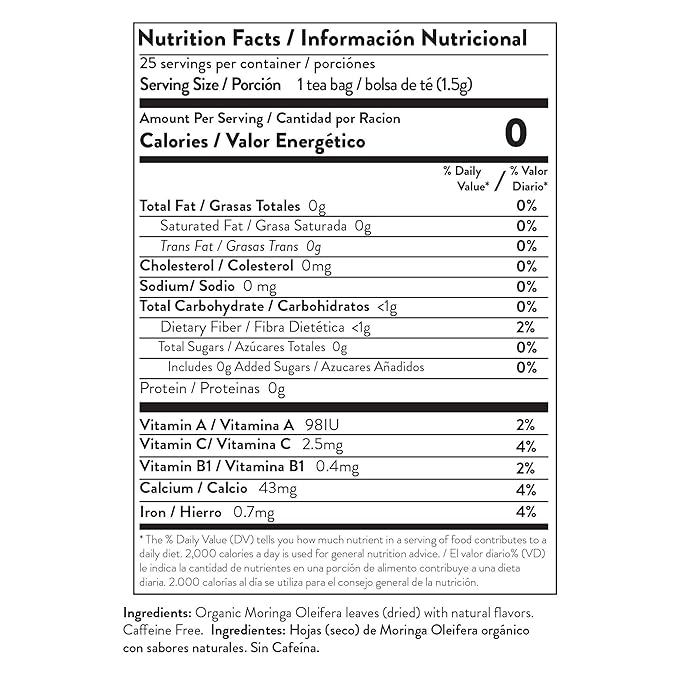 Miracle Tree - 6 Count of Organic Moringa Superfood Tea, 25 Individually Sealed Tea Bags, Strawberry (Keto, Detox, Energy/Immunity Booster, Vegan, Gluten-Free, Organic, Non-GMO, Caffeine-Free)