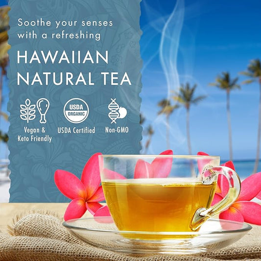 Hawaiian Natural Tea Organic Maui Lavender Earl Grey Tea Bags - Premium Black Tea - Antioxidant Rich - 60 Tea Bags