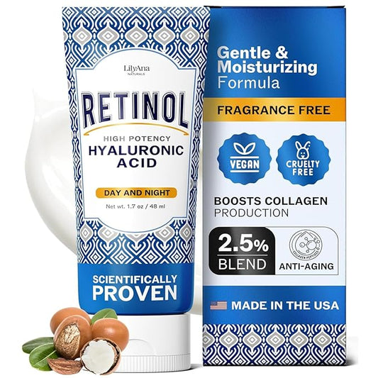 LilyAna Naturals Anti Aging Retinol Face Cream for Women – Wrinkle & Neck Cream for Firming, Retinol Moisturizer for Face with Hyaluronic Acid, Hydrating Night Cream for Fine Lines, Collagen Boost