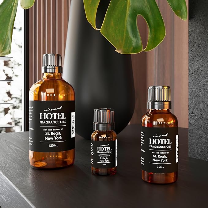 AirScent Hotel Diffuser Oil Inspired by The St. Regis Hotel Scent - Premium Fragrance Oil No. 1025 for Ultrasonic and Waterless Diffusers and Crafting - 120 mL, 4 fl oz Glass Bottle with Dropper