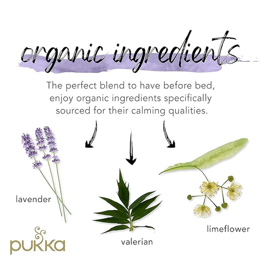 Pukka Organic Tea Bags, Night Time Herbal Tea with Chamomile, Lavender & Valerian, Perfect for Easing into a Soothing Sleep, 20 Count (Pack of 2) 40 Tea Bags