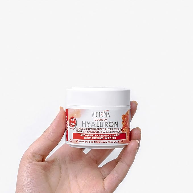 Hyaluron, Retinol, Caviar and Red-Grape Anti-Wrinkle Lifting Day and Night Cream - Anti-Aging Face Moisturizer with Hyaluronic Acid fo Ages 50 to 65+ (50ml)