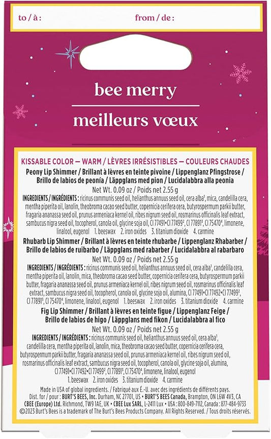 BURTS BEES Kissable Color Lip Shimmer Holiday Gift, 1 EA (Pack of 2)