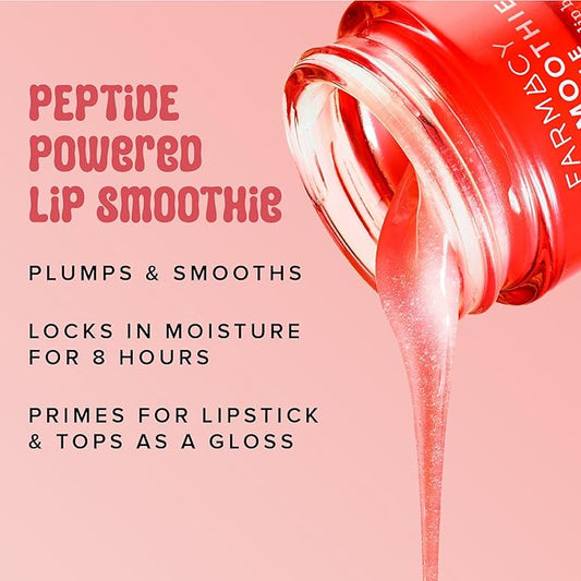 Farmacy Plump + Shine Lip Smoothie Duo - Peptide Lip Balm - Lip Moisturizer & Plumper with Vitamin C - Apple & Mango with High Gloss Finish