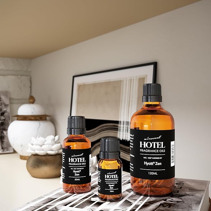 AirScent Hotel Diffuser Oil Inspired by The Hyatt Zen Hotel Scent - Premium Fragrance Oil No. 1027 for Ultrasonic and Waterless Diffusers and Crafting - 30 mL, 1 fl oz Glass Bottle with Dropper