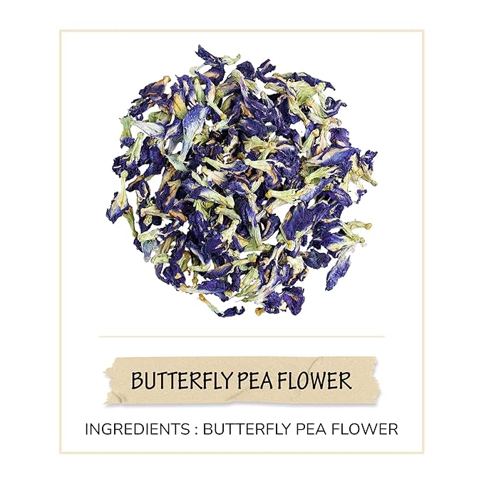 BREWIX, Butterfly Pea Flower Herbal Tea Loose Leaf (40+ Cups,1.41oz/40g) | Caffeine Free | Premium Dried Butterfly Pea Flowers For Blue & Purple Drinks, Food Coloring