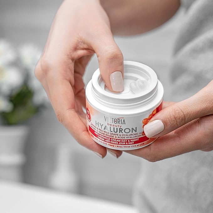 Hyaluron, Retinol, Caviar and Red-Grape Anti-Wrinkle Lifting Day and Night Cream - Anti-Aging Face Moisturizer with Hyaluronic Acid fo Ages 50 to 65+ (50ml)