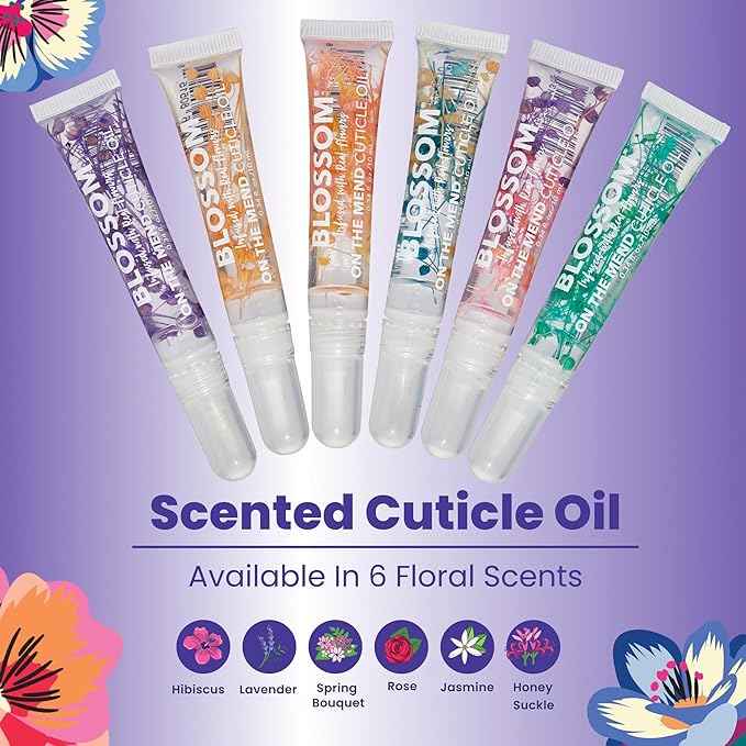 Blossom Cuticle Oil Pen for Nails, On the Mend Scented Travel Nail Oil for Growth and Strength, Infused with Real Flowers 0.34oz, Lavender