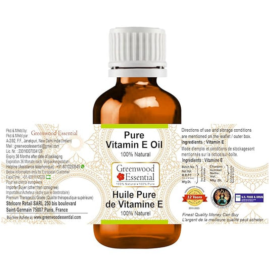 Pure Vitamin E oil Natural Therapeutic Grade (pack of Five) 100ml X 5 (16.9 oz)