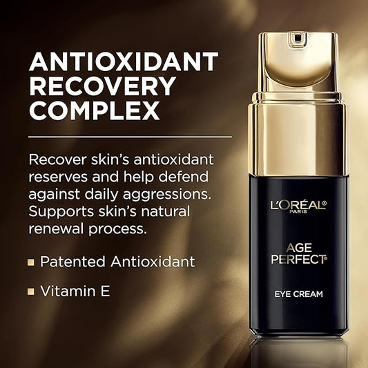 L'Oreal Paris Age Perfect Anti-Aging Under Eye Cream, Vitamin E, Antioxidants, Reduces Dark Circles, Puffiness, Age Perfect Cell Renewal, sensitive skin, Dermatologist Tested, Paraben Free, 1.7 fl oz