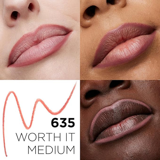 L'Oreal Paris Colour Riche Lip Liner Pencil, Creamy Lip Liner with Omega 3 and Vitamin E, 635 Worth It Medium (Medium Dark Mauve)