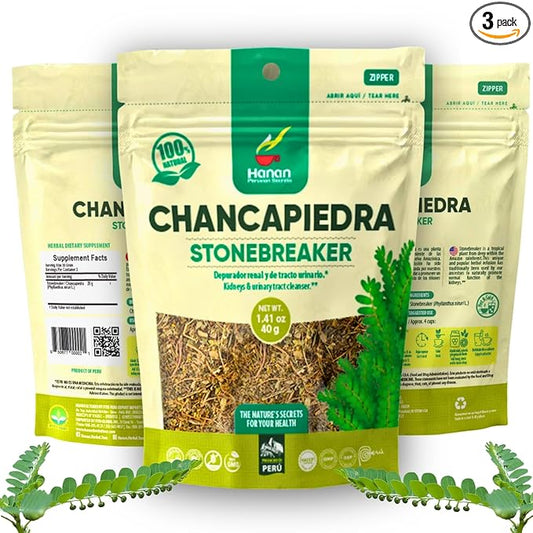 Hanan Chanca Piedra Loose Leaf Herbal Tea 4.2oz 120g of Stone Breaker 40 Grams Each of All-Natural Chancapiedra Plant Leaves and Stems Grown in Peru - Pack of 3
