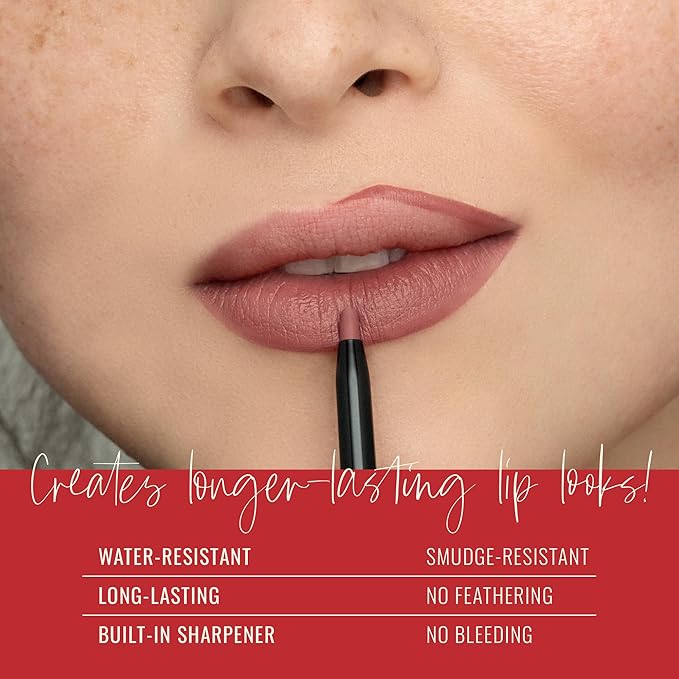 Runway Rogue Designer Liner Lip Pencil, Matte Medium Dusty-Rose Lip Liner Pencil and Lip Liner Sharpener, ‘Work It Babe’