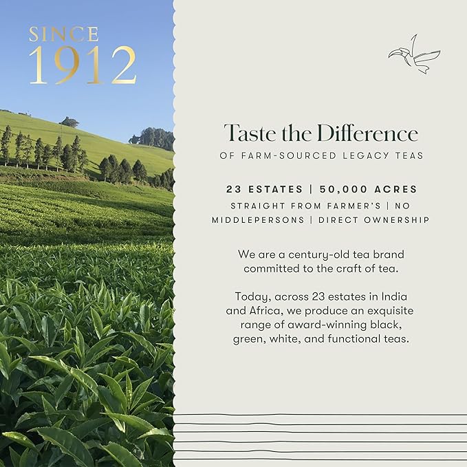 Luxmi Estates - Blue Hills - Organic CTC Assam Black Tea - 25 Tea Bags | Jodhpur Blend - Rajasthan's Favorite Chai | Strong Cup of Original Indian Chai Tea - No Spices