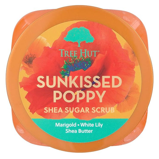 Tree Hut Sunkissed Poppy Shea Sugar Scrub | Exfoliating Body Scrub Removes Dead, Dry Skin for a Soft & Hydrated Feel | Nourishing Essential Body Care | 18 fl oz.