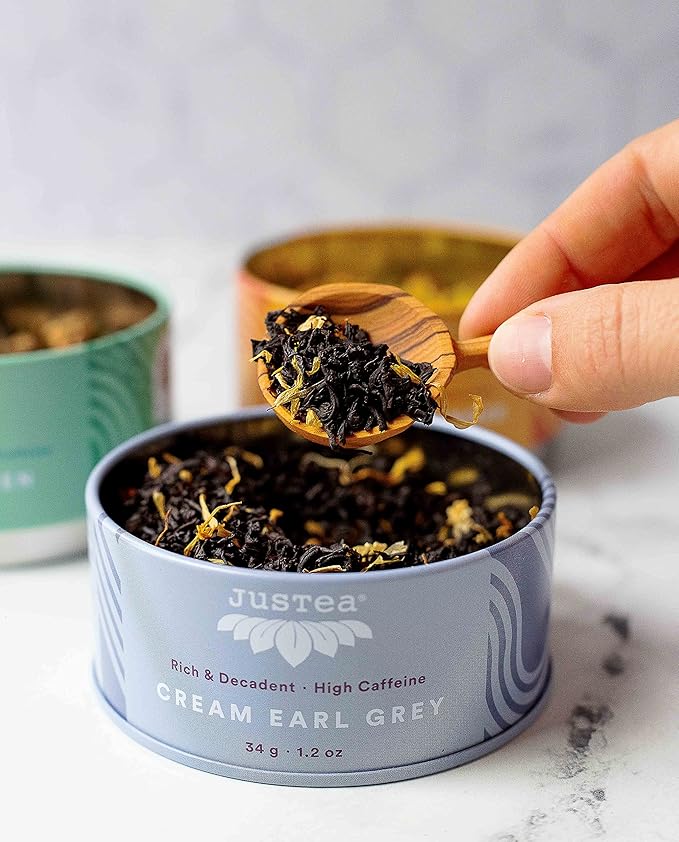 JUSTEA Assorted Tea Trio Tins With Spoon, 110 GR