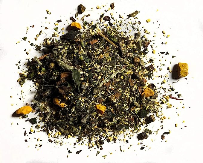 FIRE TEAS DETOX & GLOW - Ayurvedic Cleansing Tea - Organic White Tea, Turmeric (Curcumin), Ginger, Cardamom, Cinnamon & Saffron - Delicious, Fast & Effective -