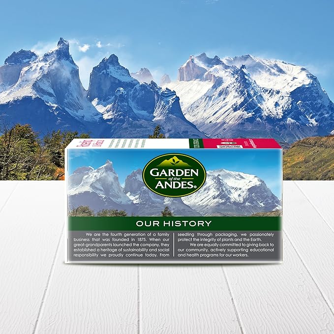 Garden Of The Andes Rosehip and Hibiscus Herbal Tea -20 Individually Wrapped Tea Bags - Caffeine Free