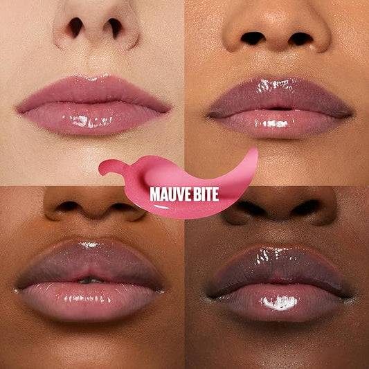 MAYBELLINE Lifter Gloss Lifter Plump, Plumping Lip Gloss with Chili Pepper and 5% Maxi-Lip, Mauve Bite, Sheer Mauve, 1 Count