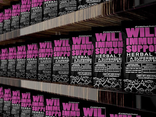 Wild Foods Immune Support Tea | Organic Elderberry, Currant, Hibiscus and Cranberry | Superberry Antioxidant Blend Loose Leaf Herbal Teas | Natural Immunity Boost | (TWO x 4 ounce)