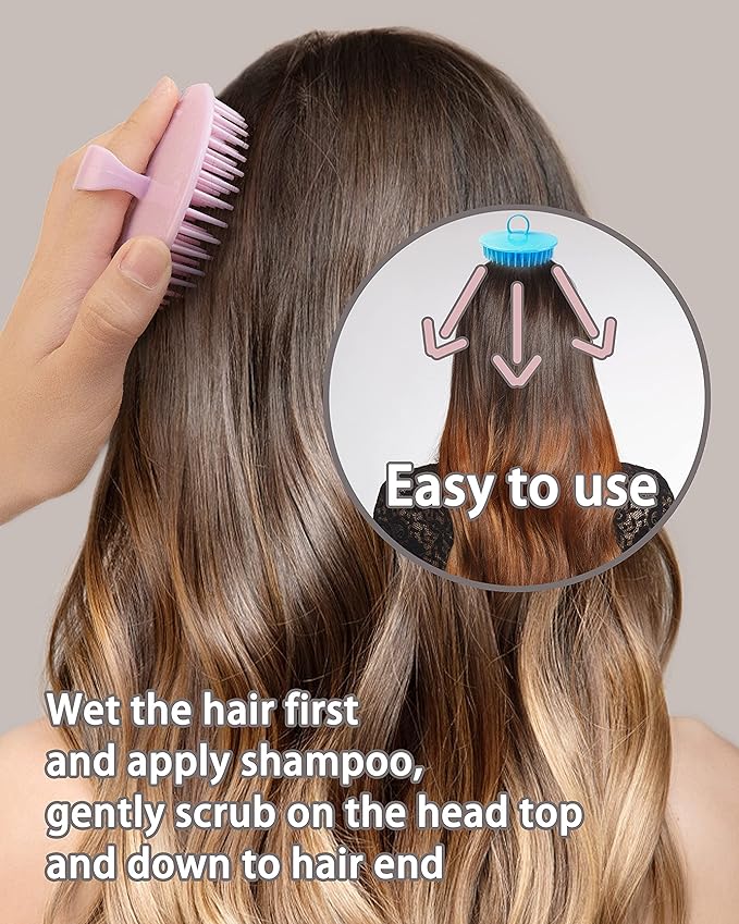 Hair Scalp Scrubber, 6 Pcs Scalp Massager Shampoo Brush, Plastic Shower Head Dandruff Comb, Washing Scrub Brushes for Kids Toddler Men Women Pets